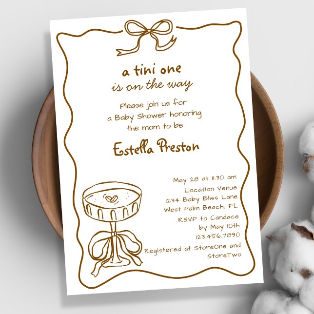 Funky Whimsical Hand Drawn Martini Baby Shower Invitation (Creator Uploaded)