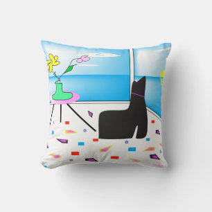 Funky Whimsical Miami Abstract Colorful Throw Pillow