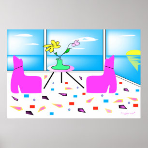 Funky Whimsical Miami Colorful Poster