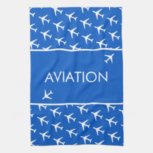 Funky White Plane Airplane Pilot Aviatiion Kitchen Towel