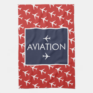 Funky White Plane Airplane Pilot Aviatiion Kitchen Towel