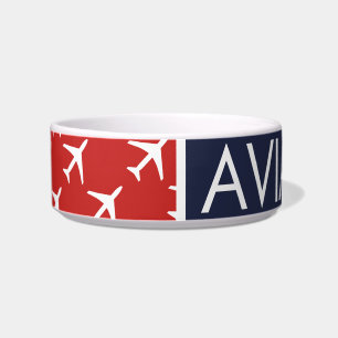 Funky White Plane Airplane Pilot Aviation Bowl