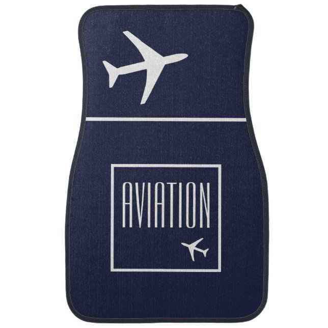 Funky White Plane Airplane Pilot Aviation Car Floor Mat (Front)