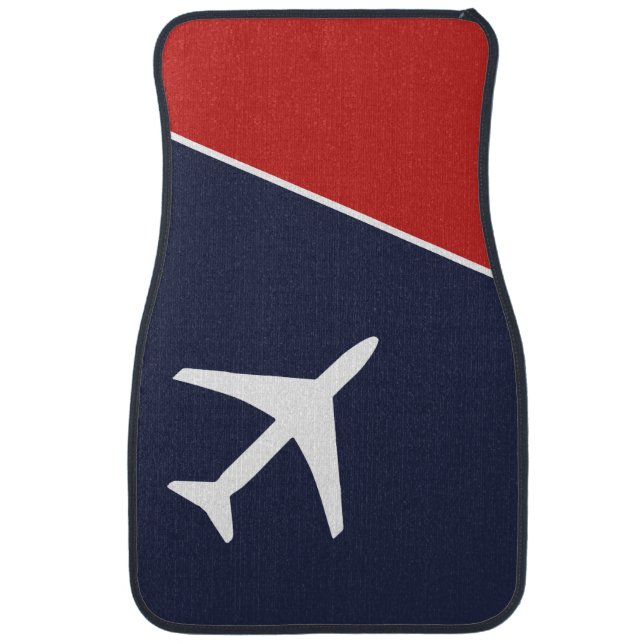 Funky White Plane Airplane Pilot Aviation Car Floor Mat (Front)