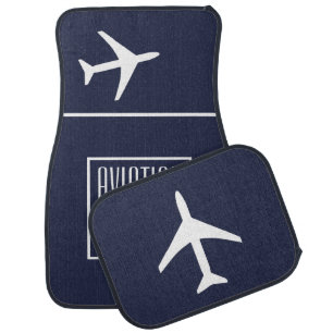 Funky White Plane Airplane Pilot Aviation Car Floor Mat