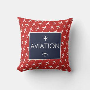 Funky White Plane Airplane Pilot Aviation Cushion