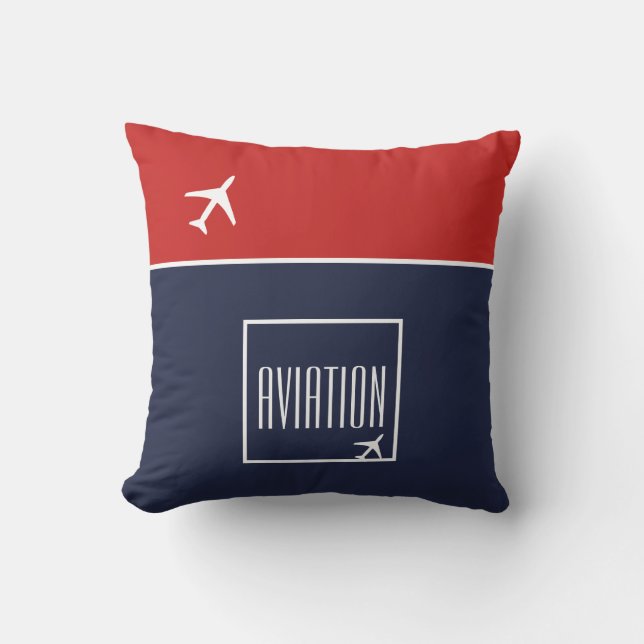 Funky White Plane Airplane Pilot Aviation Cushion (Front)