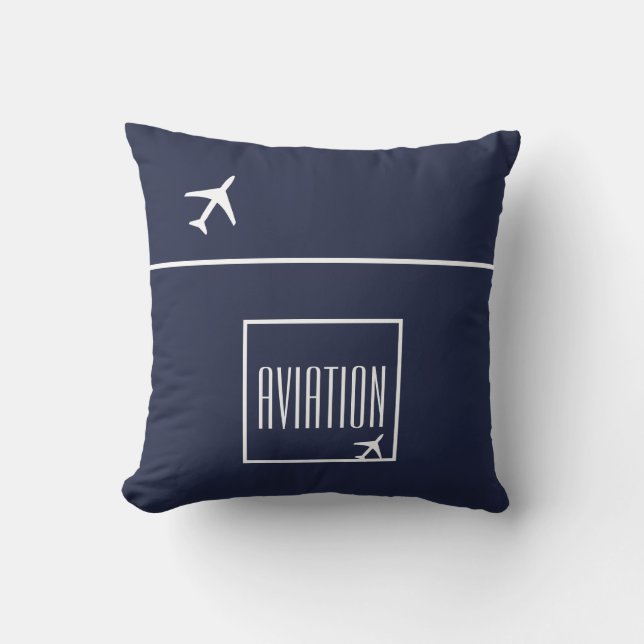 Funky White Plane Airplane Pilot Aviation Cushion (Front)