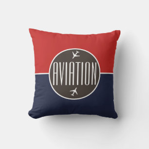 Funky White Plane Airplane Pilot Aviation Cushion