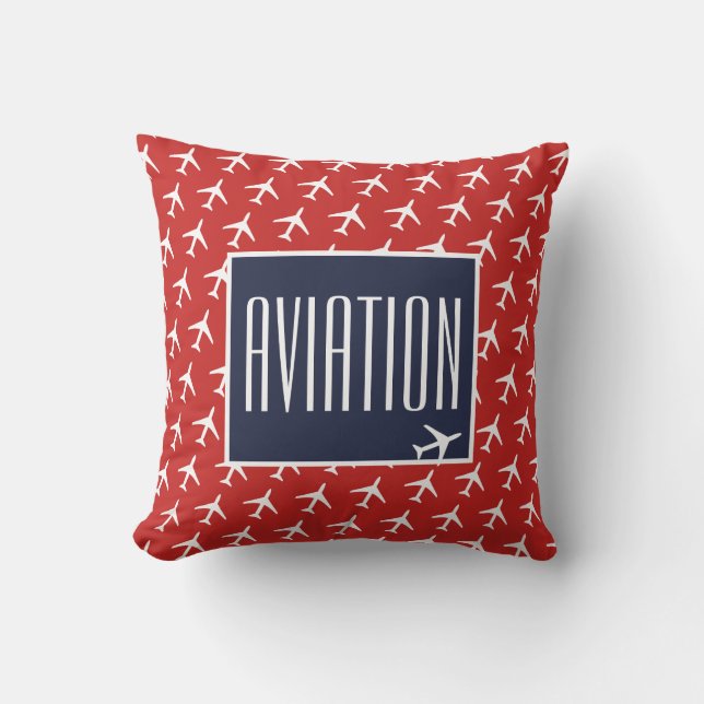 Funky White Plane Airplane Pilot Aviation Cushion (Front)