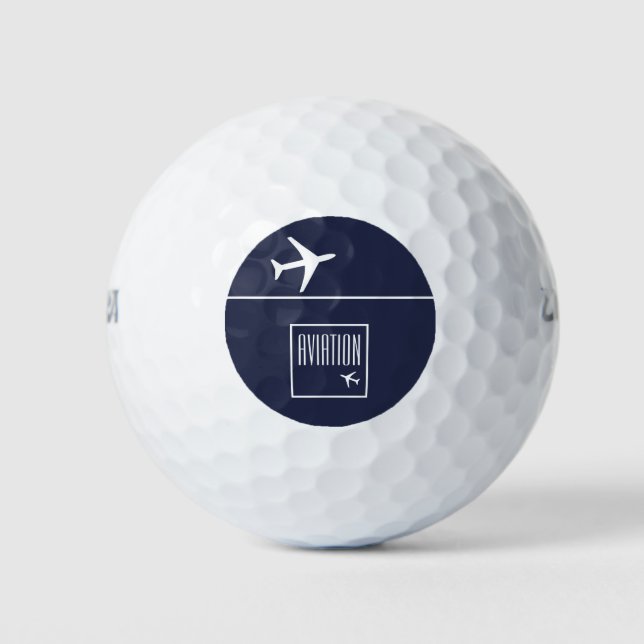 Funky White Plane Airplane Pilot Aviation Golf Balls (Front)