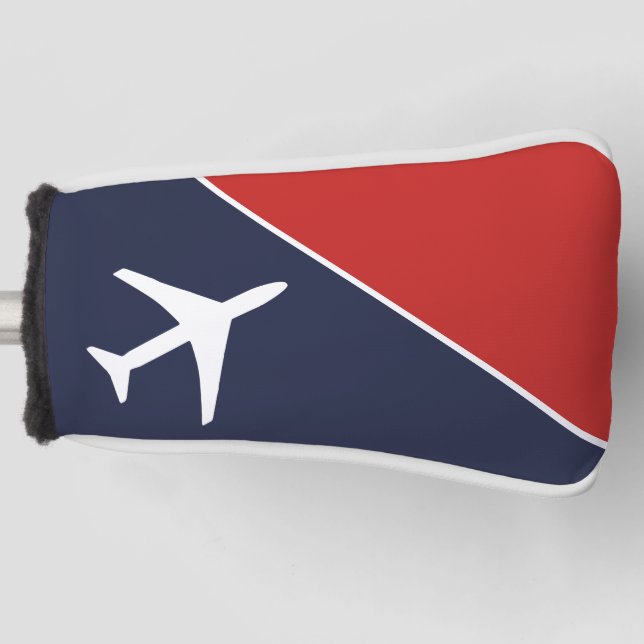 Funky White Plane Airplane Pilot Aviation Golf Head Cover (Front)