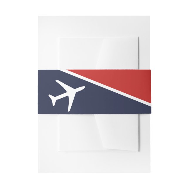 Funky White Plane Airplane Pilot Aviation Invitation Belly Band (Front Example)