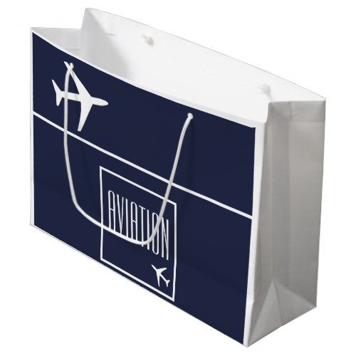 Funky White Plane Airplane Pilot Aviation Large Gift Bag