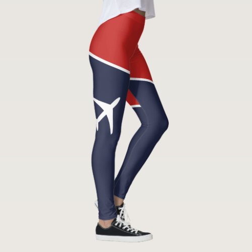 Funky White Plane Airplane Pilot Aviation Leggings