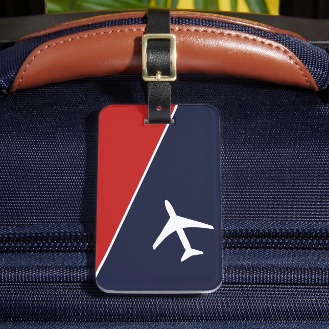 Funky White Plane Airplane Pilot Aviation Luggage Tag (Front Insitu 2)