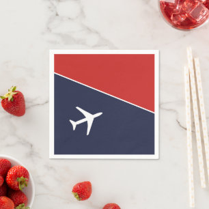 Funky White Plane Airplane Pilot Aviation Napkins