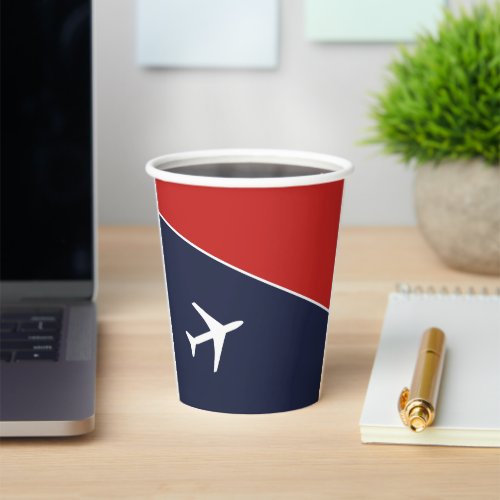 Funky White Plane Airplane Pilot Aviation Paper Cups
