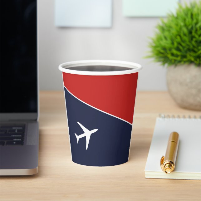 Funky White Plane Airplane Pilot Aviation Paper Cups (Insitu)