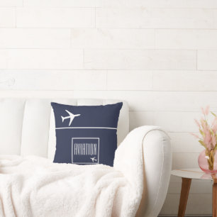 Funky White Plane Airplane Pilot Aviation Throw Pillow