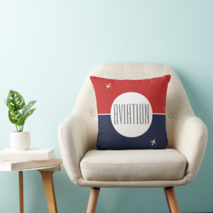 Funky White Plane Airplane Pilot Aviation Throw Pillow