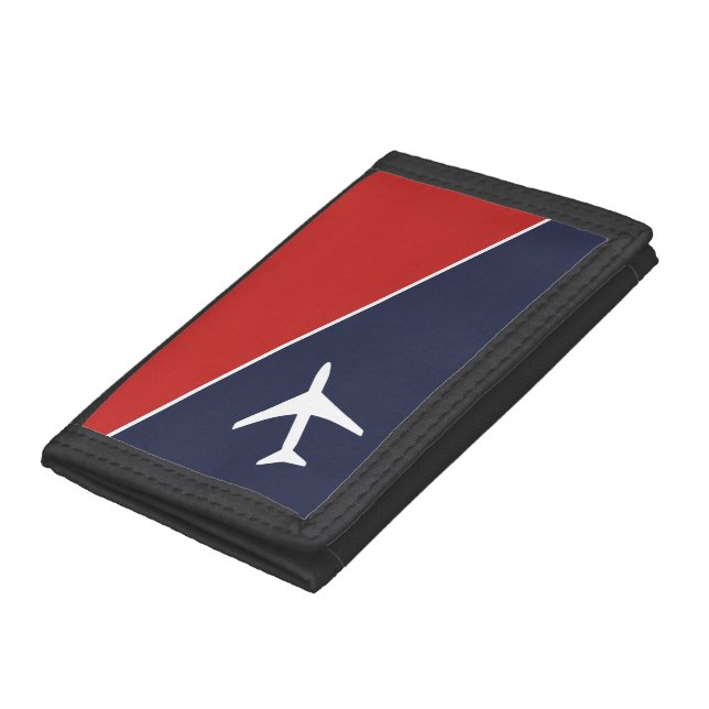 Funky White Plane Airplane Pilot Aviation Trifold Wallet (Bottom)