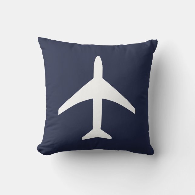 Funky White Plane Airplane Pilot Flying Cushion (Front)