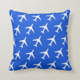 Funky White Plane Airplane Pilot Flying Cushion