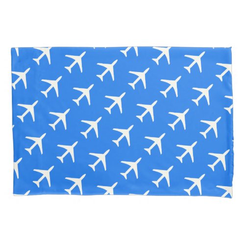Funky White Plane Blue Background Pilot Aviation Pillow Case