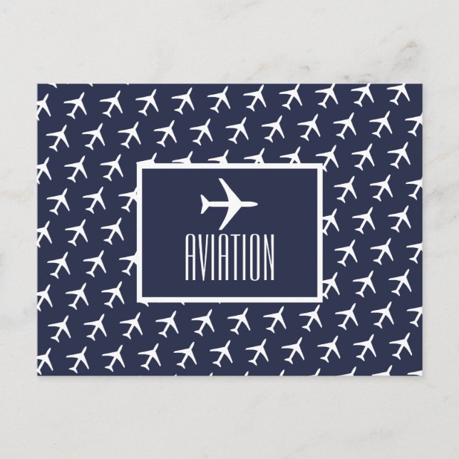 Funky White Plane Pilot Aviation Postcard (Front)