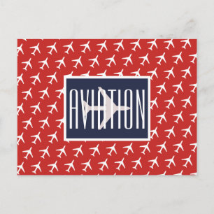 Funky White Plane Pilot Aviation Postcard