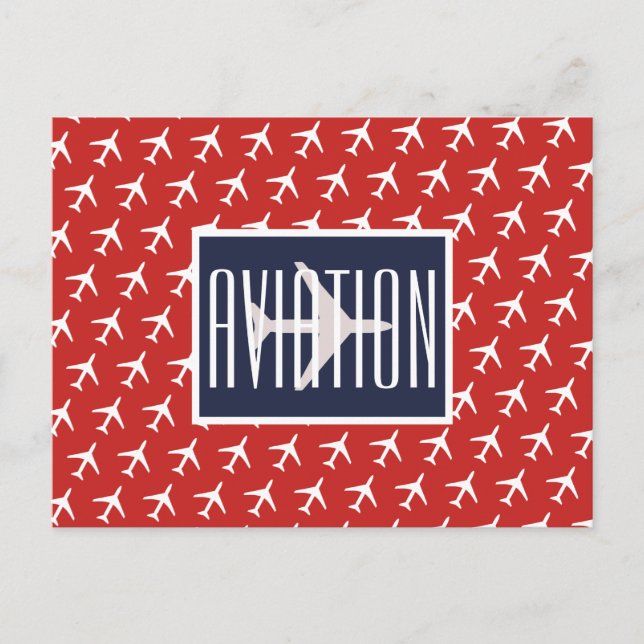 Funky White Plane Pilot Aviation Postcard (Front)