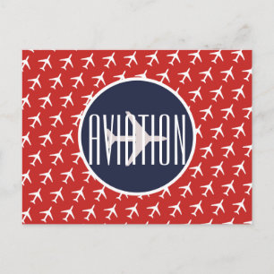 Funky White Plane Pilot Aviation Postcard