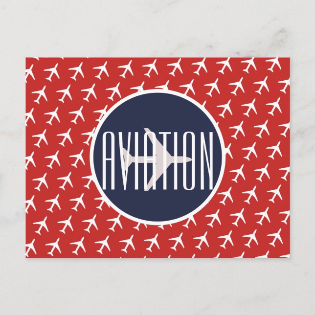 Funky White Plane Pilot Aviation Postcard (Front)