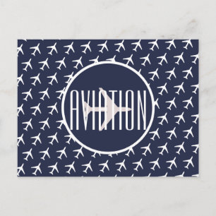Funky White Plane Pilot Aviation Postcard