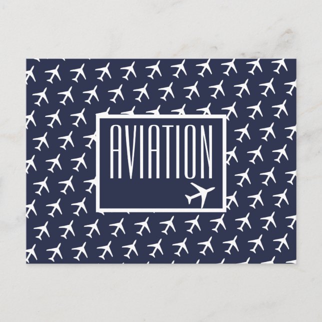 Funky White Plane Pilot Aviation Postcard (Front)