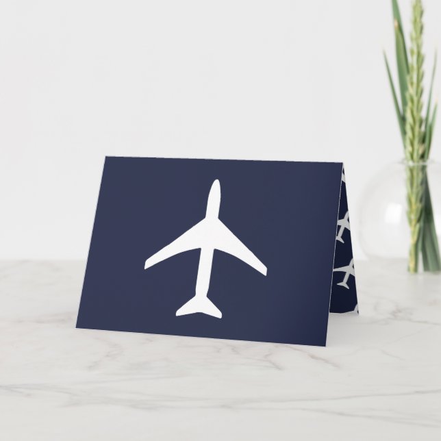 Funky White Plane Pilot Flying Greeting Card (Front)