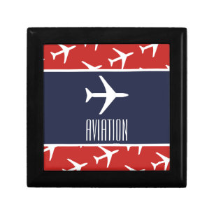 Funky White Plane Red Blue Pilot Aviation Gift Box