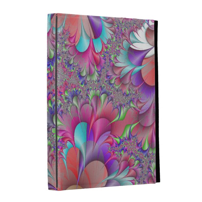 funky wispy colorful abstract fractal art iPad case (Front Spine)