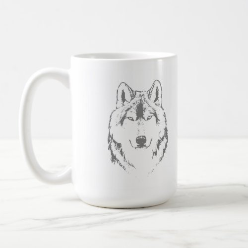 Funky Wolf Head Face Sketch Coffee Mug