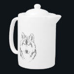 Funky Wolf Head Face Sketch Teapot<br><div class="desc">Funky Wolf Head Face Sketch Teapot / Tea Pot to add to your home / office drinkware collection. A cool present / gift idea for all who love custom design items,  positive vibes,  wolves,  wild animals and nature etc.</div>