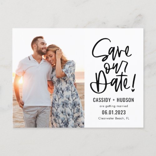 Funky Writing EDITABLE COLOR Save Our Date Postcard
