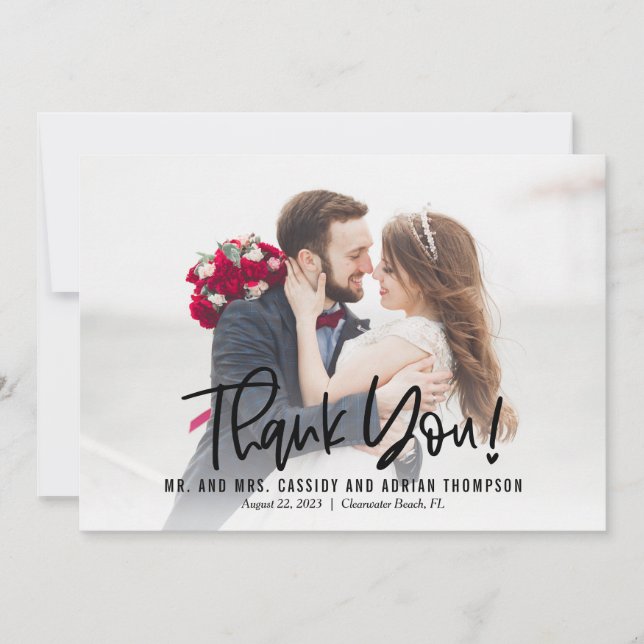 Funky Writing Editable Color Wedding Thank You (Front)