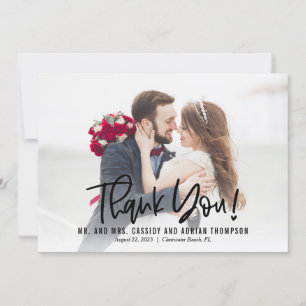 Funky Writing Editable Color Wedding Thank You Card