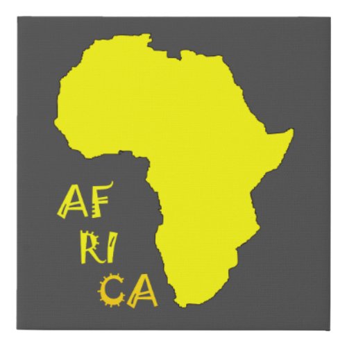 Funky Yellow Africa African Continent Map Faux Canvas Print