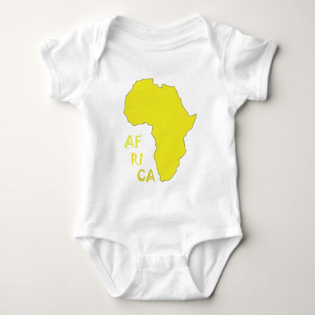 Funky Yellow Africa Map Baby Bodysuit (Front)