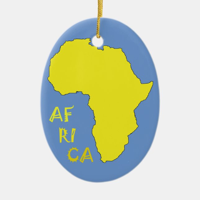 Funky Yellow Africa Map Ceramic Ornament (Front)