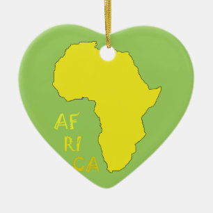 Funky Yellow Africa Map Ceramic Ornament