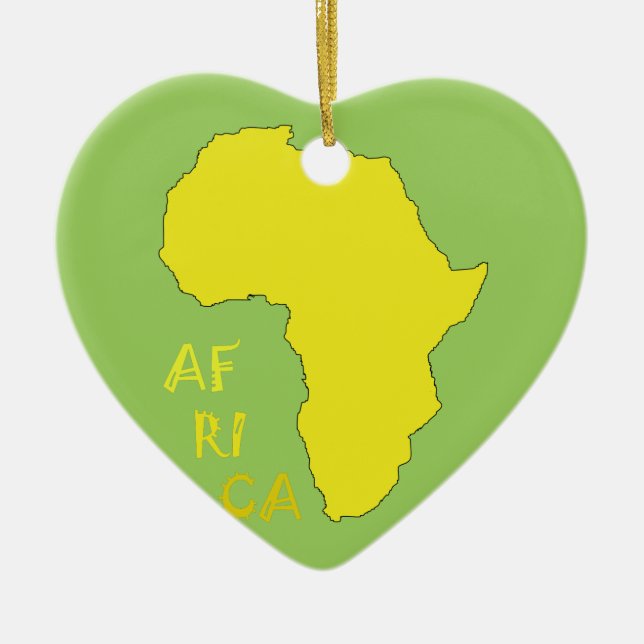 Funky Yellow Africa Map Ceramic Ornament (Front)
