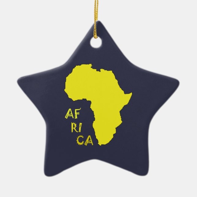 Funky Yellow Africa Map Ceramic Ornament (Front)